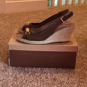 Cold Water Creek brown slingback espadrilles